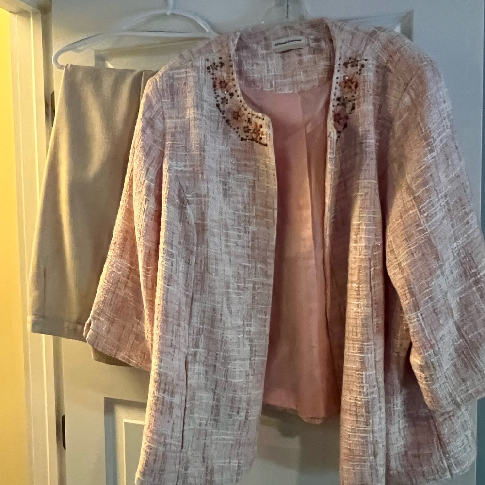 Alfred Dunner Pink and Cream Pants & Jacket